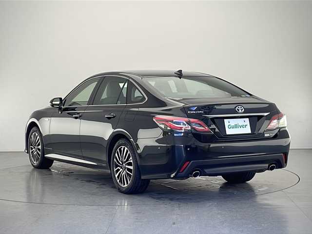 トヨタ クラウン ハイブリッド S Cパッケージ Four 長野県 2018(平30)年 3.8万km プレシャスブラックパール 純正ナビ（フルセグ/DVD/CD/BT/Miracast）/パノラミックビューモニター/ビルトインETC/トヨタセーフティーセンス/プリクラッシュセーフティー/BSM/クリアランスソナー/レーダークルーズコントロール/RCTA/RCD/パーキングサポート/HUD/RSA/AC100Vコンセント/前席シートヒーター＆クーラー/ステリングヒーター/社外17インチAW/スペアーキー/取扱説明書