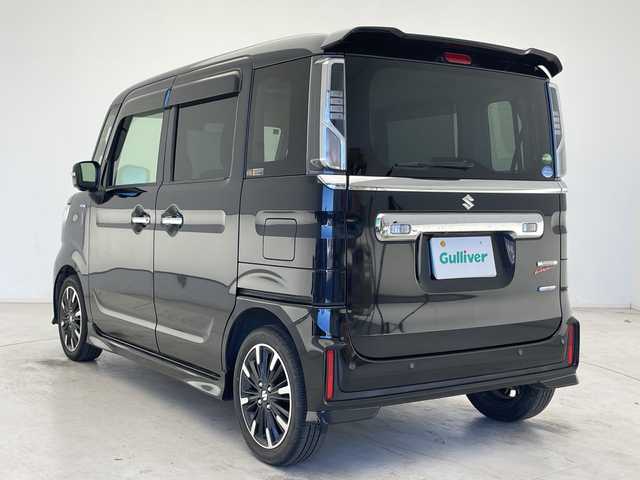 スズキ スペーシア カスタム HYBRID XS 千葉県 2021(令3)年 3.6万km ブルーイッシュブラックパール3 衝突軽減ブレーキ/レーンキープアシスト/レーダークルーズコントロール/全方位カメラ/純正SDナビ/（フルセグ/Bluetooth/CD/DVD/FM/AM）/ハーフレザーシート/シートヒーター（運転席のみ）/アイドリングストップ/LEDヘッドライト/フォグライト/ヘッドアップディスプレイ/電動格納ミラー/ロールサンシェード/シートバックテーブル