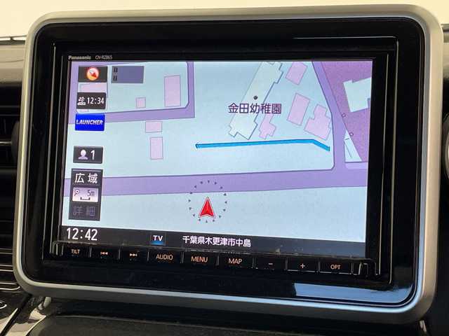 スズキ スペーシア カスタム HYBRID XS 千葉県 2021(令3)年 3.6万km ブルーイッシュブラックパール3 衝突軽減ブレーキ/レーンキープアシスト/レーダークルーズコントロール/全方位カメラ/純正SDナビ/（フルセグ/Bluetooth/CD/DVD/FM/AM）/ハーフレザーシート/シートヒーター（運転席のみ）/アイドリングストップ/LEDヘッドライト/フォグライト/ヘッドアップディスプレイ/電動格納ミラー/ロールサンシェード/シートバックテーブル
