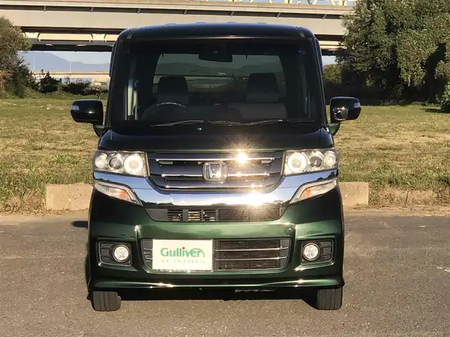 ホンダ Ｎ ＢＯＸ カスタム G Lパッケージ 福岡県 2016(平28)年 12.5万km ブリティッシュグリーンP シティブレーキアクティブシステム/ワンオーナー/純正インターナビ【VXM-175VFi】/　フルセグTV/CD/DVD/Bluetooth/バックカメラ/アイドリングストップ/ウィンカーミラー/ドアバイザー/純正フロアマット/プッシュスタート/片側パワースライドドア/ETC/HIDヘッドライト/純正14インチアルミホイール/保証書/取扱説明書