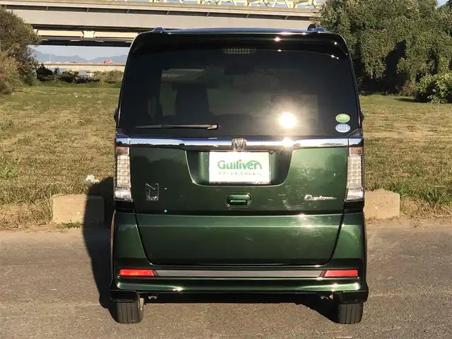 ホンダ Ｎ ＢＯＸ カスタム G Lパッケージ 福岡県 2016(平28)年 12.5万km ブリティッシュグリーンP シティブレーキアクティブシステム/ワンオーナー/純正インターナビ【VXM-175VFi】/　フルセグTV/CD/DVD/Bluetooth/バックカメラ/アイドリングストップ/ウィンカーミラー/ドアバイザー/純正フロアマット/プッシュスタート/片側パワースライドドア/ETC/HIDヘッドライト/純正14インチアルミホイール/保証書/取扱説明書