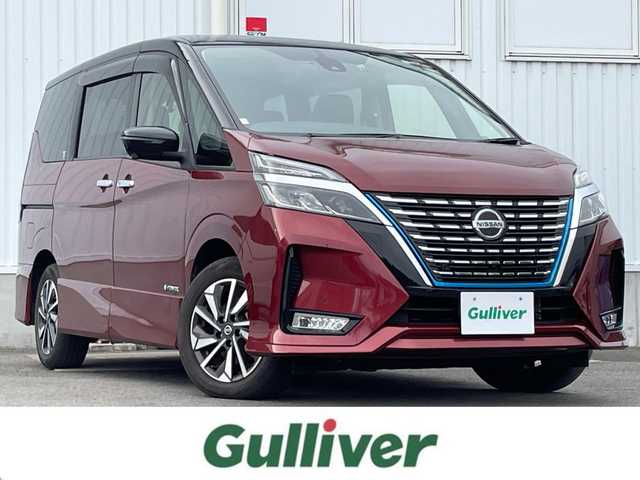 日産 セレナ e－パワー ハイウェイスター G 愛媛県 2019(令1)年 4.8万km マルーンレッド 2トーン 純正ナビ/(Bluetooth/CD/SD/DVD/USB/AUX/フルセグ)/プロパイロット/ビルトインETC/アラウンドビューカメラ/デジタルインナーミラー/前方ドライブレコーダー/フリップダウンモニター/純正15インチアルミホイール/レーンキープアシスト/オートライト/オートマチックハイビーム/レザーシート/シートヒーター/ステアリングヒーター/プッシュスタート/スマートキー/LEDヘッドライト/フォグランプ/電動パーキングホールド/オートブレーキホールド/横滑り防止装置/盗難防止装置/衝突被害軽減ブレーキ/純正ドアバイザー/純正フロアマット/電動格納ミラー/リアロールサンシェード