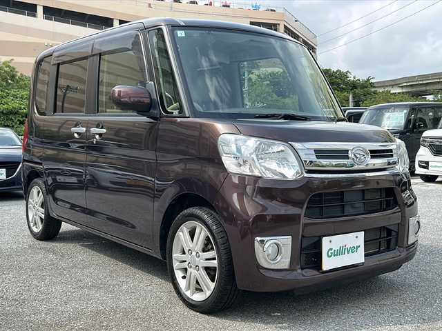 ダイハツ タント X ターボ 沖縄県 2015(平27)年 7.8万km プラムブラウンクリスタルマイカ カロッツェリアディスプレイオーディオ/(TV/CD/AM/FM)/社外後席用モニター/パワースライドドア/ＥＴＣ/プッシュスタート/アイドリングストップ/オートライト/電動格納ミラー/純正１５インチアルミホイール/純正フロアマット