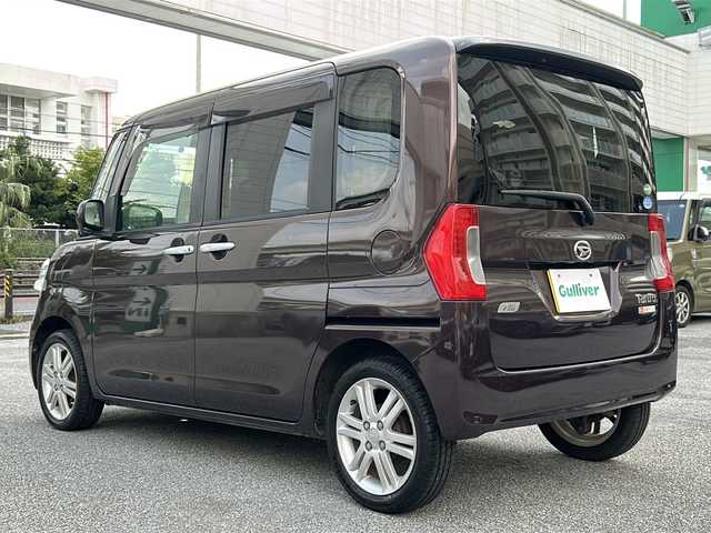 ダイハツ タント X ターボ 沖縄県 2015(平27)年 7.8万km プラムブラウンクリスタルマイカ カロッツェリアディスプレイオーディオ/(TV/CD/AM/FM)/社外後席用モニター/パワースライドドア/ＥＴＣ/プッシュスタート/アイドリングストップ/オートライト/電動格納ミラー/純正１５インチアルミホイール/純正フロアマット