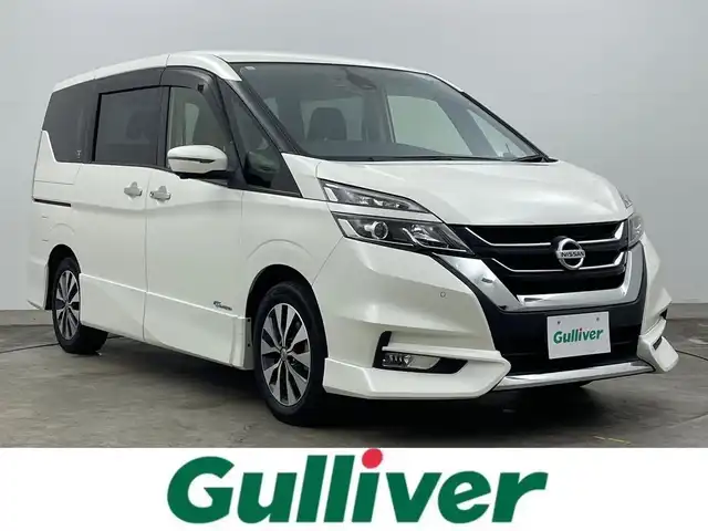 日産 セレナ ハイウェイスター Vセレクション 岡山県 2017(平29)年 6.8万km ブリリアントホワイトパール 純正9インチナビ　MM517D-L/地デジ/BT/CD/DVD/AUX/純正フリップダウンモニター/パーキングアシスト /両側パワースライドドア/エマージェンシーブレーキ/純正ドラレコ /ビルトインETC/オートライト /LEDヘッドライト/コーナーセンサー/プッシュスタート /スマートキー/リアサンシェード/クルーズコントロール/純正16インチアルミホイール