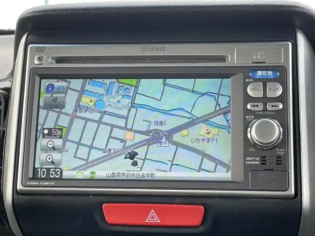 ホンダ Ｎ ＢＯＸ カスタム G ターボパッケージ 山梨県 2012(平24)年 12.3万km クリスタルブラックパール 純正メモリーナビ（VXM-128VS）/CD/DVD/FM/AM/TV/両側パワースライドドア/ETC/クルーズコントロール/パドルシフト/横滑り防止装置/純正15インチアルミホイール/スペアキー/取扱説明書/ステアリングスイッチ/プッシュスタート/スマートキー/オートライト/フォグランプ/ドアバイザー/ウィンカーミラー/ISOFIX