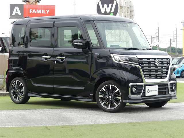 スズキ スペーシア カスタム HYBRID XS 千葉県 2020(令2)年 4.6万km ブルーイッシュブラックパール3 165/55R15/スズキセーフティサポート/両側パワースライドドア/ハーフレザーシート/運転席シートヒーター/カロッツェリアディスプレイオーディオ/【Bluetooth接続】/革巻きステアリング/ステアリングスイッチ/ETC/LEDヘッドライト/フォグライト/ウインカーミラー/リアコーナーセンサー/純正15インチアルミホイル/サイドエアバッグ/携帯リモコン