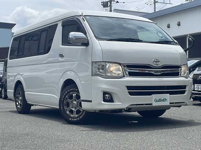 トヨタ ハイエース GL 福岡県 2012(平24)年 6.7万km ホワイト Panasonic製ナビ（CN-MW240D）/（AM/FM/CD/DVD/ワンセグTV）/片側スライドドア/ETC/後付けカーテン/電動格納ミラー/AC100V/ドアバイザー/オートライト/ABS/社外15インチアルミホイール/スペアキー×１/保証書/取扱説明書