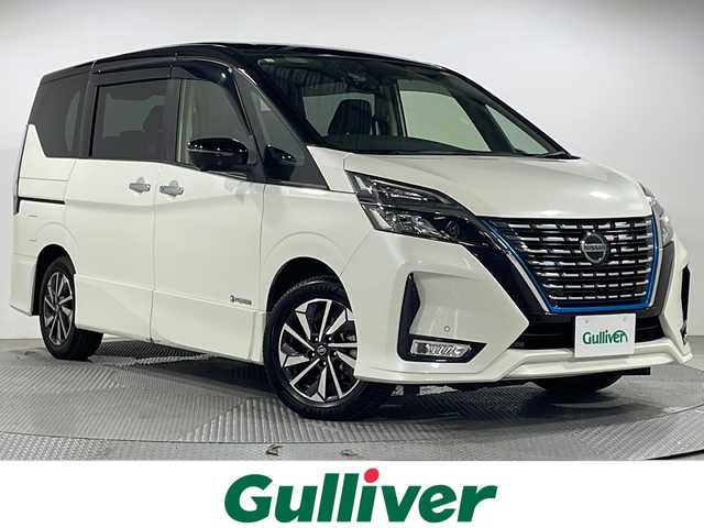 日産 セレナ e－パワー ハイウェイスター V 広島県 2021(令3)年 2.7万km ブリリアントホワイトパール 2トーン 純正１０型ナビ/純正後席フリップダウンモニター/アラウンドビューモニター/インテリジェントルームミラー/ブラインドスポットモニター/プロパイロット/ドラレコ/ＥＴＣ/オートマチックハイビーム/LEDヘッドライト/フォグランプ/レーンキープ/衝突軽減/踏み間違い防止/純正16インチアルミホイール(195/60/R16)/エアバッグ(運転席/助手席/サイド/カーテン)