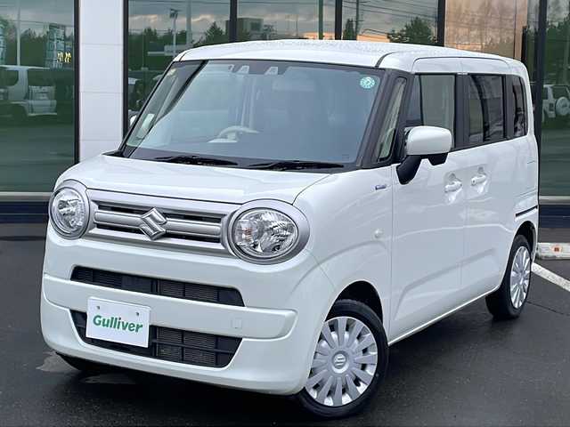 スズキ ワゴンＲ スマイル HYBRID S 道東・釧路十勝 2021(令3)年 3.5万km ピュアホワイトP ・４WD/・社外SDメモリナビ/（CD・ラジオ・BT・ワンセグ）/・バックカメラ/・両側パワースライドドア/・スマートキー/・プッシュスタート/・スズキセーフティサポート/・衝突被害軽減ブレーキ/・踏み間違い防止/・車線逸脱防止機能/・先行車発進お知らせ/・オートハイビーム/・オートライト/・電動格納ミラ/・純正フロアマット/・前席シートヒーター/・アイドリングストップ/・ヘッドライトレベライザー/・社外ETC/・保証書/・取扱説明書