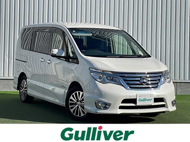 日産 セレナ ハイウェイスター Vセレ +Safty 香川県 2014(平26)年 7.5万km ブリリアントホワイトパール カロッツェリアメモリナビ（AVIC-MRZ089）/・Bluetooth接続/・AM/FM/・CD/DVD/・フルセグTV/アラウンドビューモニター/踏み間違い衝突防止アシスト/ふらつき警報/エマージェンシーブレーキ/クルーズコントロール/クリアランスソナー/車線逸脱警報/横滑り防止装置/ヒルスタートアシスト/LEDヘッドランプ/フォグランプ/ワンタッチ両側電動スライドドア/後席パーソナルテーブル/ロールサンシェード/ウィンカーミラー/ビルトインETC/純正ドアバイザー/純正フロアマット/純正16インチアルミホイール/後方ドライブレコーダー/アイドリングストップ/プッシュスタート/スマートキー/スペアキー