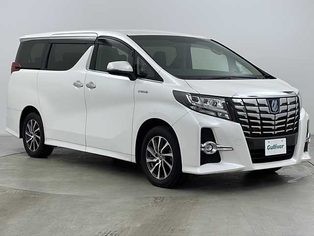 トヨタ アルファードハイブリット SR Cパッケージ 道央・札幌 2015(平27)年 7.6万km ホワイトパールクリスタルシャイン 4WD/ブラックレザーシート/JBLプレミアムサウンドシステム/両側パワースライドドア/純正ナビ/フルセグTV/CD/DVD/FM/AM/USB/TVキャンセラー/全周囲カメラ/ETC/パワーバックドア/パワーシート（D席+N席+2列目）/シートヒーター/シートメモリ/ビルドインETC/レーダークルーズコントロール/オートブレーキホールド/プッシュスタート/スマートキー/オートライト/オートマチックハイビーム/アクセサリーコンセント100V/取扱説明書/純正17インチアルミホイール/純正ドアバイザー/純正フロアマット