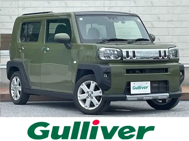 ダイハツ タフト G ターボ クロムベンチャー 滋賀県 2021(令3)年 2.7万km フォレストカーキメタリック ガソリン/4WD(F4)/CVT/ガラスルーフ/ディスプレイオーディオ/（FM/AM/ワンセグ/USB/Apple car play/Bluetooth）/レーンキープ/D/N席シートヒーター/電子パーキングアシスト/電動ブレーキホールド/ETC/ドライブレコーダー（前後）/プリクッラッシュ/横滑り防止/クルーズコントロール/オートライト/オートハイビーム/LEDヘッドライト/革巻きステアリング/電動ミラー/アイドリングストップ/冬用タイヤ積込み