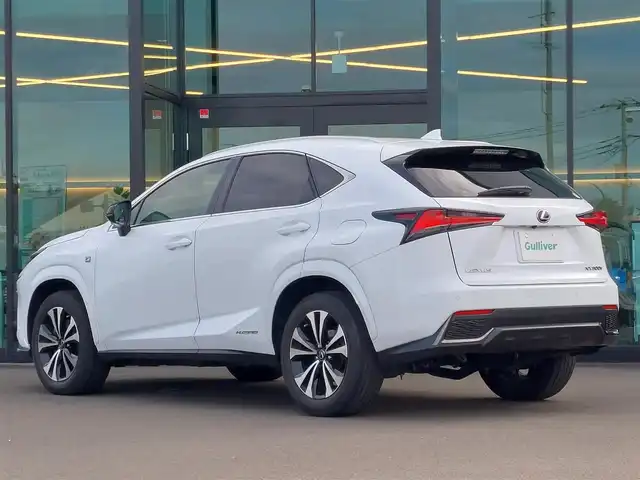 レクサス ＮＸ 300h Fスポーツ 東京都 2018(平30)年 4.3万km ホワイトノーヴァガラスフレーク マークレビンソン/サンルーフ/ルーフレール/レクサスセーフティ＋/プリクラッシュセーフティ/レーントレーシングアシスト/オートハイビーム/クリアランスソナー/レーダークルーズコントロール/純正SDナビ/パノラミックビューモニター/CD/DVD/BT/AM/FM/USB/赤×黒レザーシート/シートヒーター/ベンチレーション/AC100電源/ヘッドアップディスプレイ/ブラインドスポットモニター