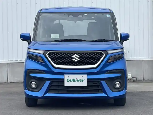 スズキ ソリオ バンディット HV MV 愛媛県 2022(令4)年 3万km スピーディーブルーM 左側パワースライドドア/社外ナビ(CD/DVD)/後席モニター/ミラー型前後ドライブレコーダー/レーダークルーズコントロール/アイドリングストップ/レーンキープアシスト/コーナーセンサー/LEDヘッドライト/オートライト/フォグランプ/純正フロアマット/純正ドアバイザー/純正アルミホイール/デュアルカメラブレーキサポート/横滑り防止装置/スマートキー/プッシュスタート/ABS