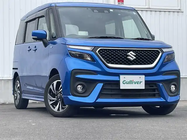 スズキ ソリオ バンディット HV MV 愛媛県 2022(令4)年 3万km スピーディーブルーM 左側パワースライドドア/社外ナビ(CD/DVD)/後席モニター/ミラー型前後ドライブレコーダー/レーダークルーズコントロール/アイドリングストップ/レーンキープアシスト/コーナーセンサー/LEDヘッドライト/オートライト/フォグランプ/純正フロアマット/純正ドアバイザー/純正アルミホイール/デュアルカメラブレーキサポート/横滑り防止装置/スマートキー/プッシュスタート/ABS