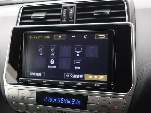 トヨタ ランドクルーザー プラド TX Lパッケージ 山形県 2018(平30)年 9.9万km ブラック 4WD/衝突被害軽減システム/純正SDナビ/　　【CD DVD BT フルセグ USB MSV】/バックカメラ/レーダークルーズコントロール/LEDオートライト/レザーシート/パワーシート/シートエアコン/シートヒーター/17インチアルミホイール/ドライブレコーダー/コーナーセンサー/ステアリングスイッチ/MTモード付AT/純正フロアマット/スマートキー/ETC2.0