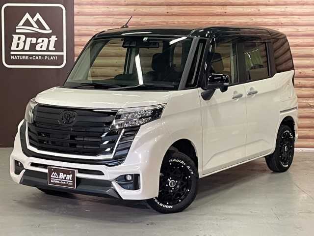 トヨタ ルーミー カスタムG 岩手県 2022(令4)年 3.1万km ブラックマイカメタリック/パールホワイト2トーン AIS検査済み【2501036392】/【社外パーツ取付有】/純正LEDヘッドライト/オートライト/バックカメラ/両側パワースライドドア/ディスプレイオーディオ/USB入力端子/ETC/フルセグテレビ/前席シートヒーター/コーナーセンサー/衝突被害軽減ブレーキ/アイドリングストップ/14インチAW　BRUT （社外）/マッドスター　ラジアル　A/T（社外）/エスペリア　リフトアップキット（社外）/CLS FOX前後バンパー（社外）/社外パーツ取付有