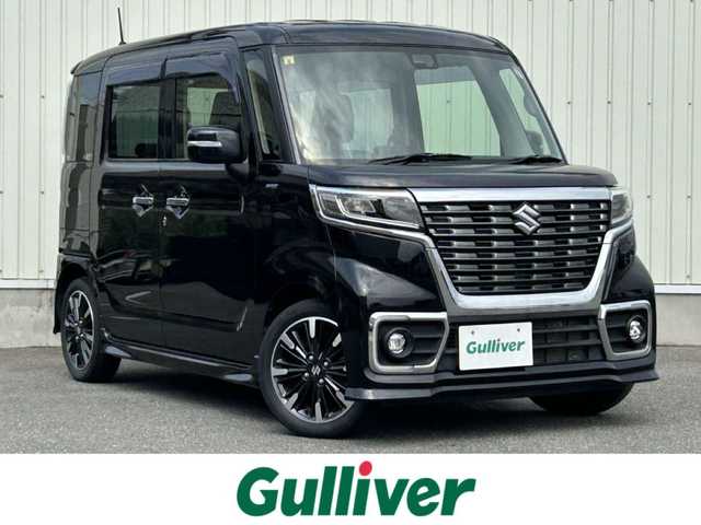 スズキ スペーシア カスタム HYBRID XS 山形県 2018(平30)年 2.6万km ブルーイッシュブラックパール3 ４WD/衝突被害軽減システム/両側パワースライドドア/社外オーディオ/コーナーセンサー/レーンアシスト/横滑り防止装置/シートヒーター/ステアリングスイッチ/アイドリングストップ/オートライト/スマートキー/フロントリアエアロ/純正LEDライト/フォグランプ/ウィンカーミラー/フロアマット/純正アルミホイール