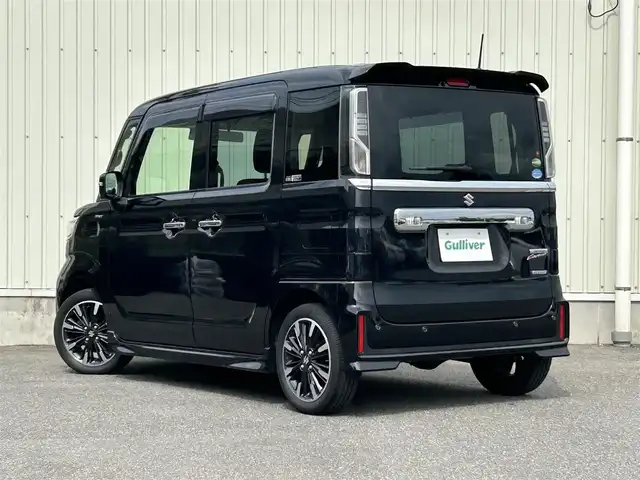 スズキ スペーシア カスタム HYBRID XS 山形県 2018(平30)年 2.6万km ブルーイッシュブラックパール3 ４WD/衝突被害軽減システム/両側パワースライドドア/社外オーディオ/コーナーセンサー/レーンアシスト/横滑り防止装置/シートヒーター/ステアリングスイッチ/アイドリングストップ/オートライト/スマートキー/フロントリアエアロ/純正LEDライト/フォグランプ/ウィンカーミラー/フロアマット/純正アルミホイール