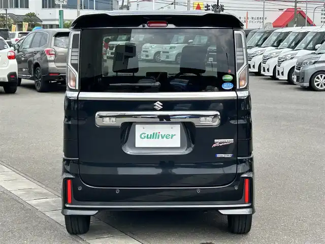 スズキ スペーシア カスタム HYBRID XS 山形県 2018(平30)年 2.6万km ブルーイッシュブラックパール3 ４WD/衝突被害軽減システム/両側パワースライドドア/社外オーディオ/コーナーセンサー/レーンアシスト/横滑り防止装置/シートヒーター/ステアリングスイッチ/アイドリングストップ/オートライト/スマートキー/フロントリアエアロ/純正LEDライト/フォグランプ/ウィンカーミラー/フロアマット/純正アルミホイール