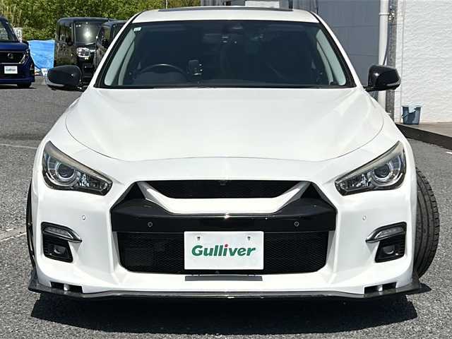 日産 スカイライン ハイブリッド 350GT Type P 千葉県 2016(平28)年 8.6万km クリスタルホワイトパール エアロ　ナビ　全方位カメラ　サンルーフ　黒革シート　ニスモマフラー　ＲＡＹＳ１９インチＡＷ　外グリル　追従クルコン　シートヒーター　パワーシート 衝突軽減　ＢＳＭ　ドラレコ　ＥＴＣ　ブラックエンブレム/AA評価4.5点