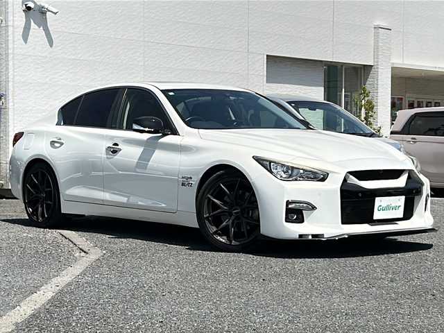 日産 スカイライン ハイブリッド 350GT Type P 千葉県 2016(平28)年 8.6万km クリスタルホワイトパール エアロ　ナビ　全方位カメラ　サンルーフ　黒革シート　ニスモマフラー　ＲＡＹＳ１９インチＡＷ　外グリル　追従クルコン　シートヒーター　パワーシート 衝突軽減　ＢＳＭ　ドラレコ　ＥＴＣ　ブラックエンブレム/AA評価4.5点