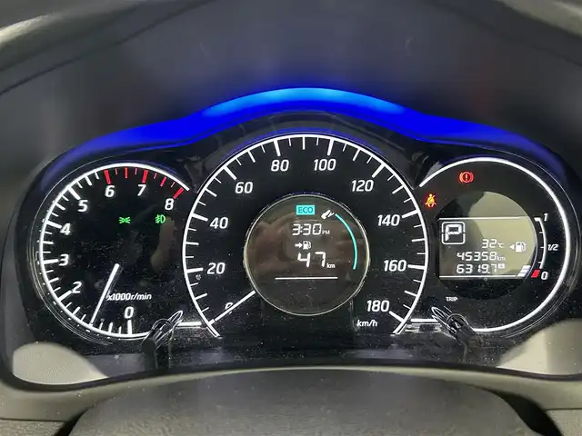 日産 ノート X DIG－S Vセレ +セーフ 熊本県 2015(平27)年 4.6万km シャイニングブルー 社外SDナビCN-RS01WD/Bluetooth接続/フルセグTV/全方位カメラ/ETC/前方ドライブレコーダー/衝突被害軽減システム/レーンキープアシスト/アイドリングストップ/横滑り防止/前後クリアランスソナー/純正15インチアルミホイール/サイドバイザー/フォグランプ/オートライト/純正フロアマット/取扱説明書/保証書