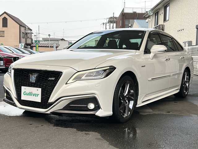 トヨタ クラウン ハイブリッド RS アドバンス 京都府 2019(平31)年 8万km ホワイトパールクリスタルシャイン 純正SDナビ/トヨタセーフティセンス /プリクラッシュセーフティ/レーンディパーチャーアラート/レーダークルーズコントロール/オートマチックハイビーム/Bluetooth/CD/DVD再生機能有/USB/フルセグTV/AUX/Miracast/BSM /HUD /バックカメラ　/前後コーナーセンサー　/フロントフォグランプ/ウィンカーミラー/前席パワーシート　/パドルシフト　/スマートキー　/前席シートヒーター/エアシート　/ステアリングヒーター/デュアルエアコン/ポジションメモリー/純正AW18インチ/パワーステアリング/パワーウィンドウ/アイドリングストップ/横滑り防止装置/Wサイドエアバッグ