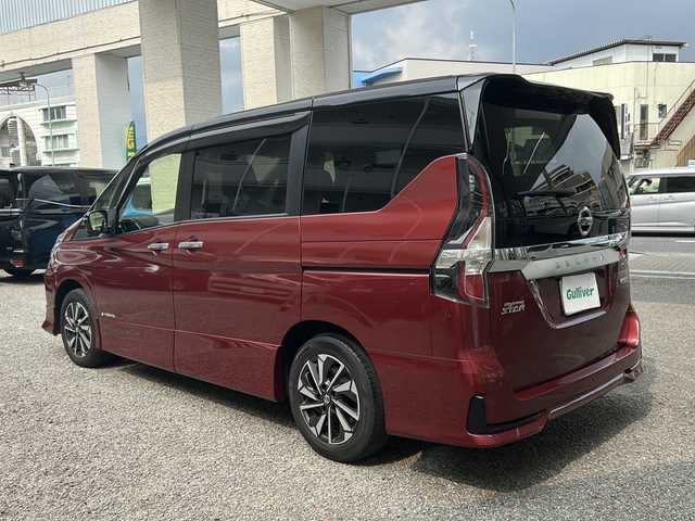日産 セレナ e－パワー ハイウェイスター V 兵庫県 2020(令2)年 3.7万km マルーンレッド 2トーン ワンオーナー/純正メーカーSDナビ/　Bluetooth/USB/CD/iPod/HDMI/AM/FM/フルセグテレビ（走行中視聴可能）/アラウンドビューモニター/ブラインドスポットモニター/プロパイロット/ブレーキホールド/両側パワースライドドア/3列シート/アダプティブクルーズコントロール/レーンキープアシスト/前後コーナーセンサー/アンチロック・ブレーキ・システム/横滑り防止装置/盗難防止装置/衝突被害軽減システム/パワーステアリング/パワーウィンドウ/純正フロアマット/純正アルミホイール/LEDヘッドライト/スペアキー（1本）/エアバッグ（W+サイド）/記録簿/保証書/取扱説明書