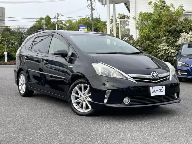 トヨタ プリウス α G ツーリングセレクション 愛知県 2013(平25)年 7.7万km ブラック (株)IDOMが運営する【じしゃロン名古屋鳴海店】の自社ローン専用車両になりますこちらは現金またはオートローンご利用時の価格です。自社ローンご希望の方は別途その旨お申付け下さい/純正HDDナビ/地デジTV/　【DVD/CD再生機能　Bluetooth接続】/格バックカメラ/フリップダウンモニター（V6N-R61C）/革巻きステアリング/ステアリングスイッチ/ETC/LEDヘッドライト/純正17インチアルミホイル/スマートキー