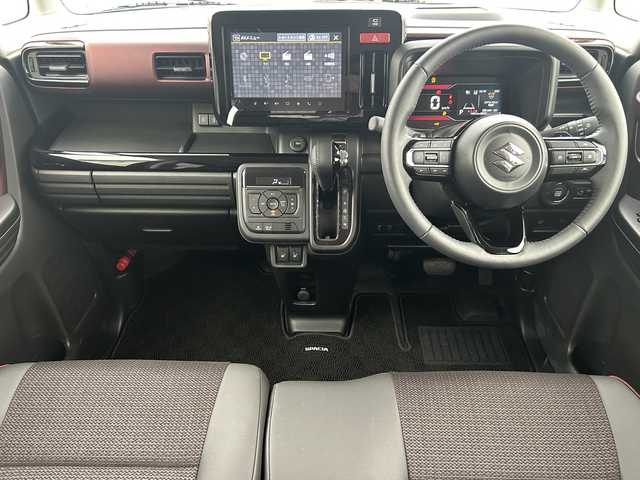 スズキ スペーシア カスタム HYBRID XS ターボ 福島県 2023(令5)年 0.2万km フェニックスレッドパール/ブルーイッシュブラックパール デュアルセンサーブレーキサポート/アダプティブクルーズコントロール/車線逸脱抑制機能/車線逸脱警報機能/ヘッドアップディスプレイ/純正ナビゲーション/【USB/BT/TV】/全方位モニター/両側電動スライドドア/前席シートヒーター/ステアリングヒーター/ステアリングリモコン/パドルシフト/アイドリングストップ/シートバックテーブル/リアドアロールサンシェード/リアサーキュレーター/マルチユースフラップ/LEDオートライト/LEDフォグランプ/純正フロアマット