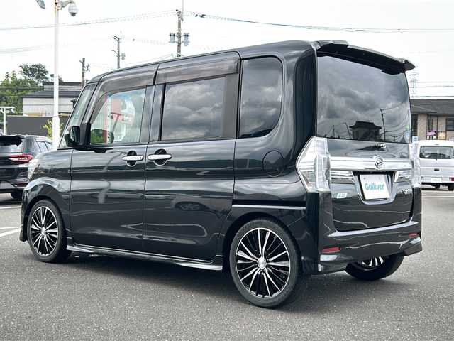 ダイハツ タント カスタム X トップED SA 鹿児島県 2014(平26)年 7.9万km 黒 純正ナビ/Bluetooth/DVD/AM/FM/片側パワースライドドア/アイドリンクストップ/横滑り防止装置/衝突軽減システム/ドライブレコーダー/バックカメラ/AC/電動格納ミラー/ドアバイザー/純正フロアマット/ベンチシート