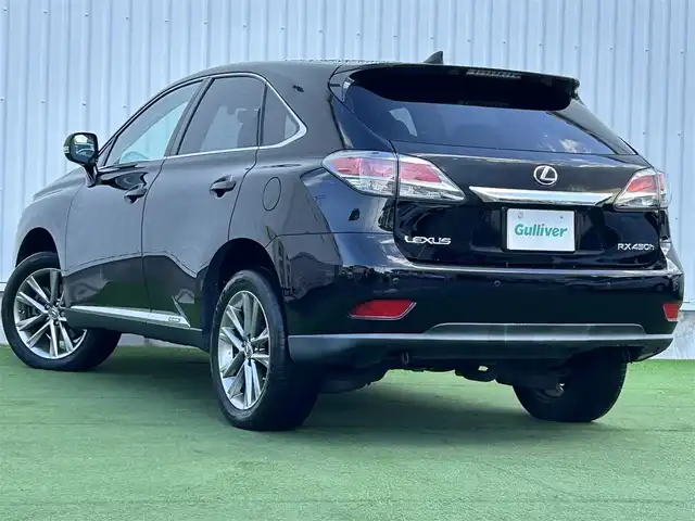 レクサス ＲＸ 450h バージョンL エアサス 香川県 2014(平26)年 8万km ブラック エアサスペンション（車高調）/純正ナビゲーション/【AM/FM/フルセグTV/BT/CD/DVD】/バックカメラ/プリクラッシュセーフティシステム/レーンキーピングアシスト/アダプティブハイビームシステム/ヘッドアップディスプレイ/前後クリアランスソナー/ステアリングヒーター/シートヒーター/エアシート（前席）/シートメモリー（前席）/パワーシート/ETC/LEDオートヘッドライト/LEDフォグランプ/ヘッドライトウォッシャー/100V電源/純正19インチアルミホイール/純正フロアマット/スマートキー/プッシュスタート