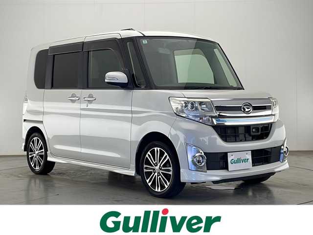 ダイハツ タント カスタム RS SA 宮崎県 2014(平26)年 11.1万km パールホワイトⅢ 純正8インチメモリーナビ/　CD DVD BTオーディオ USB フルセグTV/バックカメラ/両側パワースライドドア /オートHIDヘッドライト/革巻きステアリング/純正フロアマット/2列目サンシェード/プッシュエンジンスタート/スマートキー/電動格納ミラー/ETC