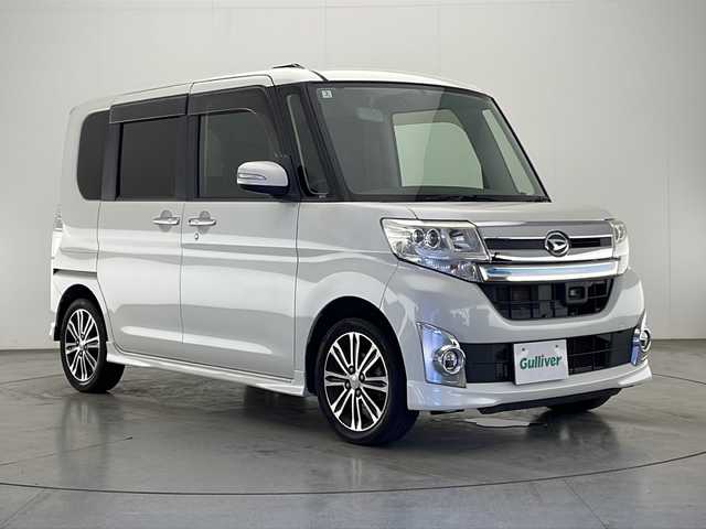 ダイハツ タント カスタム RS SA 宮崎県 2014(平26)年 11.1万km パールホワイトⅢ 純正8インチメモリーナビ/　CD DVD BTオーディオ USB フルセグTV/バックカメラ/両側パワースライドドア /オートHIDヘッドライト/革巻きステアリング/純正フロアマット/2列目サンシェード/プッシュエンジンスタート/スマートキー/電動格納ミラー/ETC