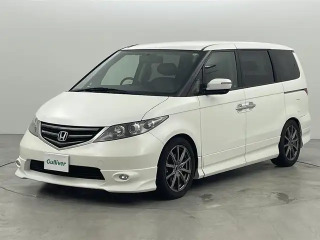 ホンダ エリシオン G Aero HDDナビパッケージ 福岡県 2007(平19)年 11.1万km ブルーイッシュホワイトパール アルパインフリップダウンモニター　/純正ナビ（ＣＤ，ＤＶＤ，フルセグＴＶ）　/バックカメラ　/ＥＴＣ　/ローダウン　/両側電動スライドドア　/電動格納式ドアミラー　/純正フロアマット　/社外１８インチアルミホイール