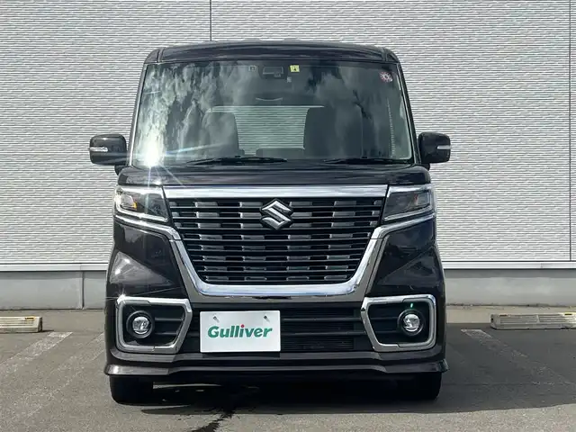 スズキ スペーシア カスタム HYBRID XS ターボ 秋田県 2018(平30)年 5.3万km アーバンブラウンパールメタリック ターボ/衝突軽減システム/LEDヘッドライト/両側パワースライドドア/社外メモリナビ/フルセグ/スズキ純正15インチアルミ（夏タイヤ装着）/アイドリングストップ/プッシュスタート/クルーズコントロール追従走行無/オートマチックハイビーム/レーンキープアシスト/コーナーセンサー/ステアリングスイッチ/パドルシフト/運転席シートヒーター/ドライブレコーダー/ETC/純正フロアマット/純正ドアバイザー/オートライト/オートエアコン/横滑り防止/盗難防止装置/寒冷地仕様/電動格納ウィンカーミラー/キーレスエントリー/保証書/取扱説明書/記録簿
