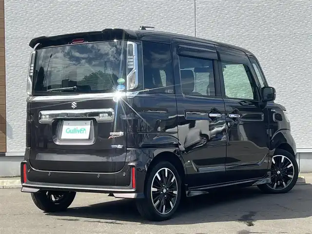 スズキ スペーシア カスタム HYBRID XS ターボ 秋田県 2018(平30)年 5.3万km アーバンブラウンパールメタリック ターボ/衝突軽減システム/LEDヘッドライト/両側パワースライドドア/社外メモリナビ/フルセグ/スズキ純正15インチアルミ（夏タイヤ装着）/アイドリングストップ/プッシュスタート/クルーズコントロール追従走行無/オートマチックハイビーム/レーンキープアシスト/コーナーセンサー/ステアリングスイッチ/パドルシフト/運転席シートヒーター/ドライブレコーダー/ETC/純正フロアマット/純正ドアバイザー/オートライト/オートエアコン/横滑り防止/盗難防止装置/寒冷地仕様/電動格納ウィンカーミラー/キーレスエントリー/保証書/取扱説明書/記録簿