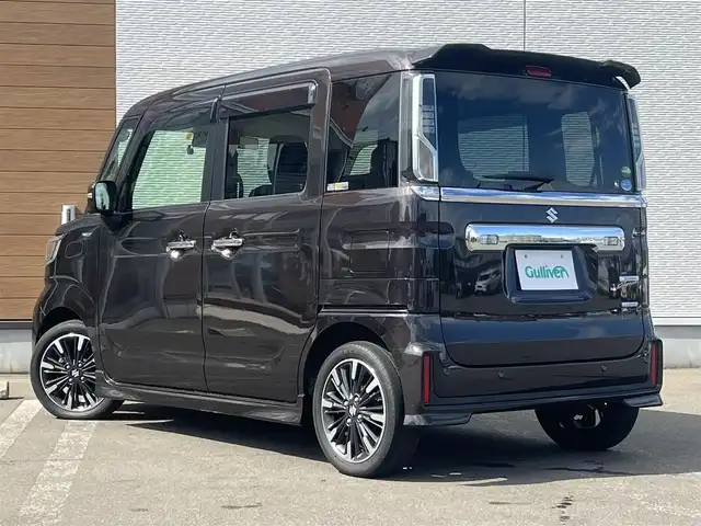 スズキ スペーシア カスタム HYBRID XS ターボ 秋田県 2018(平30)年 5.3万km アーバンブラウンパールメタリック ターボ/衝突軽減システム/LEDヘッドライト/両側パワースライドドア/社外メモリナビ/フルセグ/スズキ純正15インチアルミ（夏タイヤ装着）/アイドリングストップ/プッシュスタート/クルーズコントロール追従走行無/オートマチックハイビーム/レーンキープアシスト/コーナーセンサー/ステアリングスイッチ/パドルシフト/運転席シートヒーター/ドライブレコーダー/ETC/純正フロアマット/純正ドアバイザー/オートライト/オートエアコン/横滑り防止/盗難防止装置/寒冷地仕様/電動格納ウィンカーミラー/キーレスエントリー/保証書/取扱説明書/記録簿