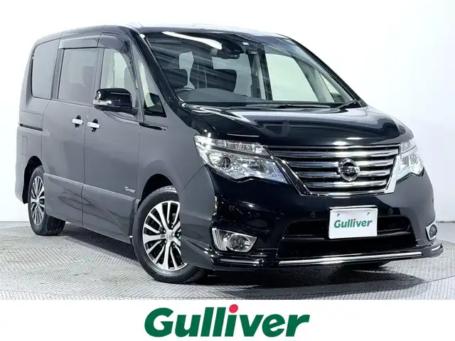 日産 セレナ HWS S HV Vエアロ+Sefty 大阪府 2015(平27)年 5.8万km ダイヤモンドブラック 純正8incナビTV 360カメラ フリップダウンモニター 両側パワースライドドア クルーズコントロール 衝突軽減ブレーキ レーンアシスト スマートキー プッシュスタート リアオートエアコン ETC