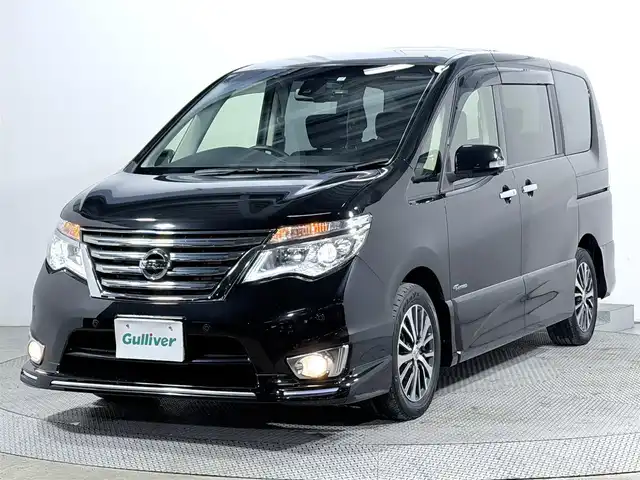 日産 セレナ HWS S HV Vエアロ+Sefty 大阪府 2015(平27)年 5.8万km ダイヤモンドブラック 純正8incナビTV 360カメラ フリップダウンモニター 両側パワースライドドア クルーズコントロール 衝突軽減ブレーキ レーンアシスト スマートキー プッシュスタート リアオートエアコン ETC