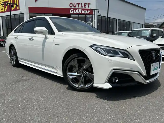 トヨタ クラウン ハイブリッド RS アドバンス 宮城県 2019(平31)年 10.7万km ホワイトパールクリスタルシャイン 登録時走行距離　107016km/純正ナビ/CD/DVD/BT/TV/衝突軽減システム/クルーズコントロール/レーンキープアシスト/ブラインドスポットモニター/レザーシート/シートヒーター/シートメモリ/パドルシフト/ETC2.0/バックカメラ/純正18インチAW/電格ミラー/純正フロアマット