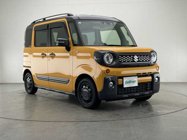 スズキ スペーシア ギア HYBRID XZ 宮崎県 2021(令3)年 4.7万km アクティブイエロー/ガンメタリック2トーン 社外10.1インチディスプレイオーディオ/Ｂｌｕｅｔｏｏｔｈ　/Ｄ／Ｎ席シートヒーター/両側パワースライドドア/クルーズコントロール/コーナセンサー　/デュアルカメラブレーキサポート　/レーンキープアシスト　/横滑り防止機能/スマートキー/ハンドルリモコン/アイドリングストップ