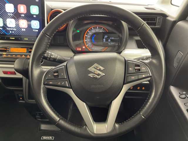 スズキ スペーシア ギア HYBRID XZ 宮崎県 2021(令3)年 4.7万km アクティブイエロー/ガンメタリック2トーン 社外10.1インチディスプレイオーディオ/Ｂｌｕｅｔｏｏｔｈ　/Ｄ／Ｎ席シートヒーター/両側パワースライドドア/クルーズコントロール/コーナセンサー　/デュアルカメラブレーキサポート　/レーンキープアシスト　/横滑り防止機能/スマートキー/ハンドルリモコン/アイドリングストップ