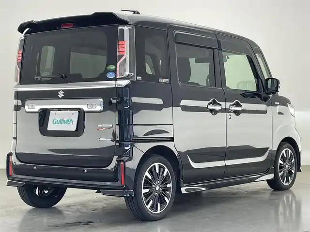 スズキ スペーシア カスタム HYBRID XS 愛知県 2019(令1)年 6.3万km ブルーイッシュブラックパール3 純正８型ナビ　フルセグＴＶ　全方位カメラ　シートヒーター　ハーフレザー　ＨＵＤ　純正ドライブレコーダー　コーナーセンサー　ＬＥＤオートライト　両側パワースライドドア　ＥＴＣ　衝突軽減　車線逸脱　リアサーキュレーター　純正15インチAW　リヤパーキングセンサー　禁煙車