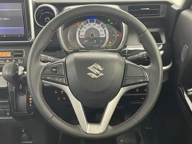 スズキ スペーシア カスタム HYBRID XS 愛知県 2019(令1)年 6.3万km ブルーイッシュブラックパール3 純正８型ナビ　フルセグＴＶ　全方位カメラ　シートヒーター　ハーフレザー　ＨＵＤ　純正ドライブレコーダー　コーナーセンサー　ＬＥＤオートライト　両側パワースライドドア　ＥＴＣ　衝突軽減　車線逸脱　リアサーキュレーター　純正15インチAW　リヤパーキングセンサー　禁煙車