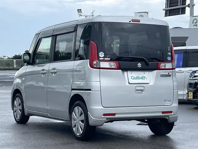 スズキ スペーシア X 宮崎県 2017(平29)年 2.8万km シルキーシルバーメタリック 純正ナビ/（CD/AM/FM/BT/USB)/フルセグTV/バックカメラ/全方位カメラ/ステアリングスイッチ/D席シートヒーター/アイドリングストップ/左側パワースライドドア/衝突防止機能/ヘッドライトレベライザー