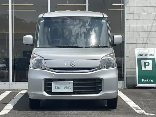 スズキ スペーシア X 宮崎県 2017(平29)年 2.8万km シルキーシルバーメタリック 純正ナビ/（CD/AM/FM/BT/USB)/フルセグTV/バックカメラ/全方位カメラ/ステアリングスイッチ/D席シートヒーター/アイドリングストップ/左側パワースライドドア/衝突防止機能/ヘッドライトレベライザー