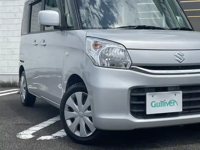 スズキ スペーシア X 宮崎県 2017(平29)年 2.8万km シルキーシルバーメタリック 純正ナビ/（CD/AM/FM/BT/USB)/フルセグTV/バックカメラ/全方位カメラ/ステアリングスイッチ/D席シートヒーター/アイドリングストップ/左側パワースライドドア/衝突防止機能/ヘッドライトレベライザー
